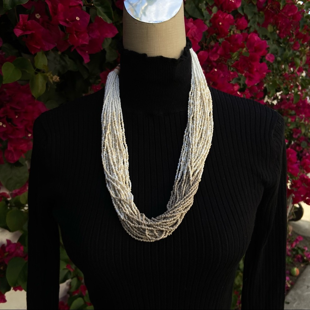 Boho earthy colors beaded statement necklace